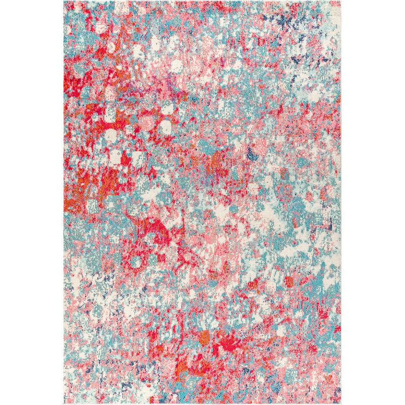 Bungalow Rose Lasley Abstract Blue/Red Area Rug & Reviews Wayfair